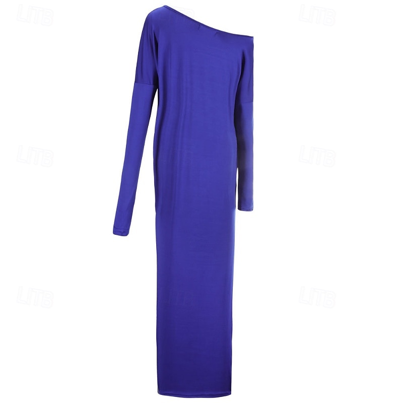 Women's Long Dress Maxi Dress Casual Dress Classic Modern Outdoor Vacation Daily Regular Fit Plain Long Sleeve Crew Neck Black Blue Khaki Gray Summer3