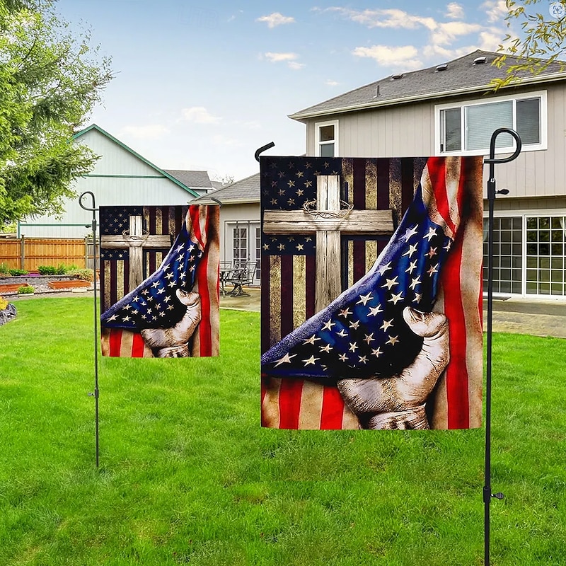 4th of July Independence Day Garden Flag 12 x 18 Inch Yard Flags, Small Garden Flags for Outside,Memorial Day Outdoor Flags, Holiday Garden Flags for All Seasons2