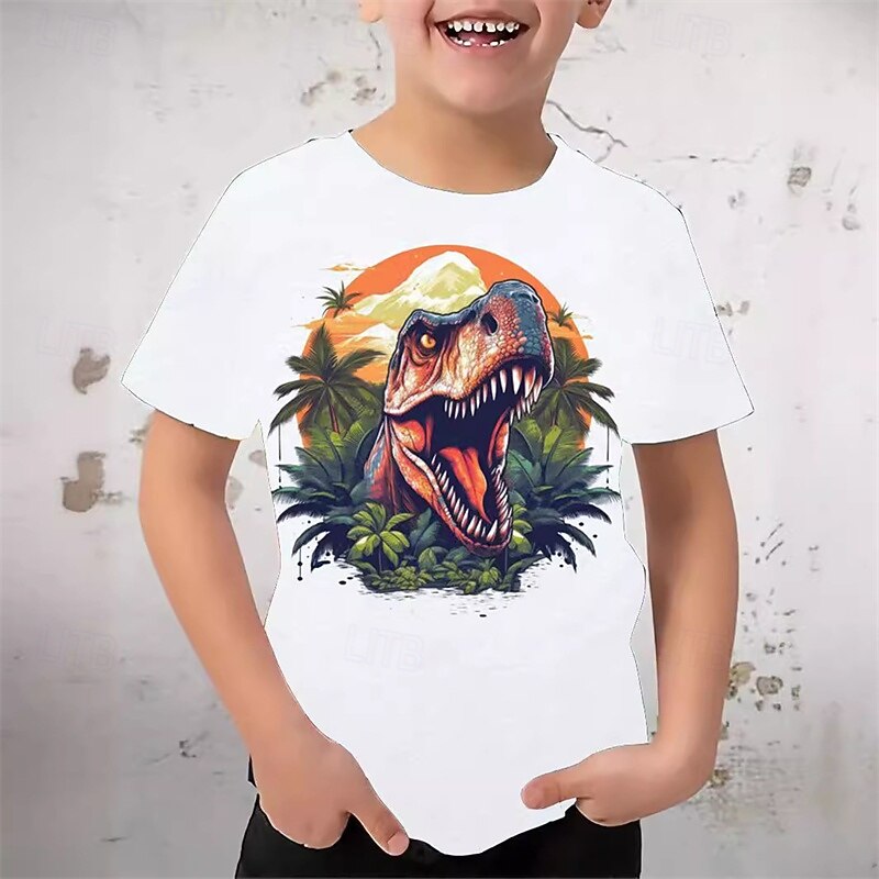 Boys 3D Animal Dinosaur T shirt Tee Short Sleeve Summer Spring Fashion Basic Kids 4-12 Years Crew Neck Outdoor Casual Daily Regular Fit4