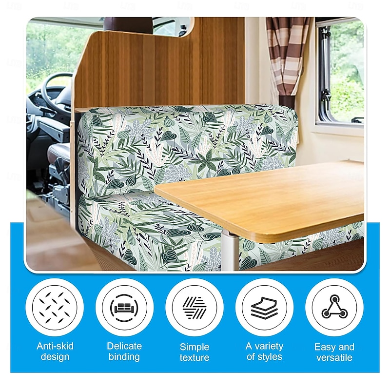 Rv Dinette Cushion Covers Printed Milk Silk All-Season Stretch RV Cushion Cover - Camping Van Seat and Sofa Slipcover for Comfortable and Durable Protection3