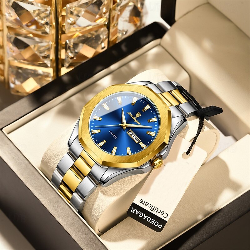 Luxury Men Wristwatch Waterproof Luminous Week Date Original Man Watch Stainless Steel Sport Quartz Men's Watches3