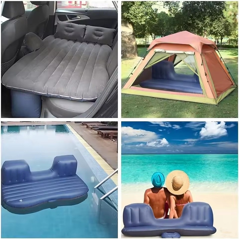 Inflatable Car Bed & Camping Mattress  SUV-Ready Portable Air Couch for Travel/Sleeping  w/ 2 Air Pillows  Black2