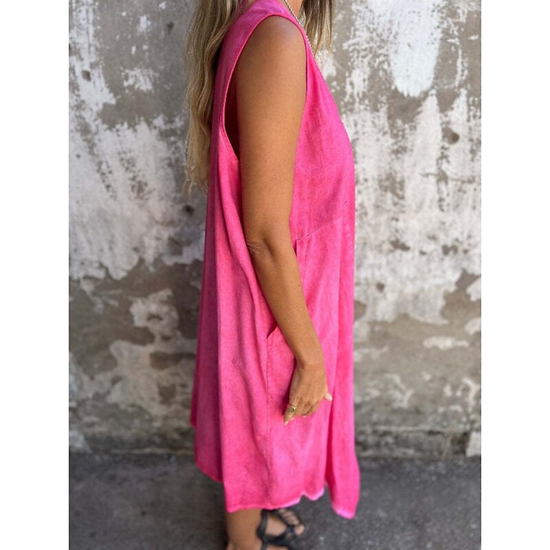 Women's Long Dress Maxi Dress Casual Dress Tank Dress Summer Dress Basic Modern Daily Weekend Regular Fit Plain Sleeveless U Neck Blue Fuchsia Green Summer2