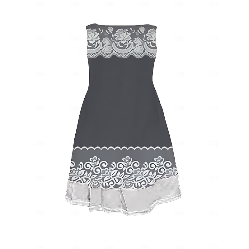 Women's Midi Dress Tank Dress Fashion Classic Outdoor Daily Weekend Regular Fit Graphic Geometric Sleeveless Crew Neck Light Grey Spring Fall2