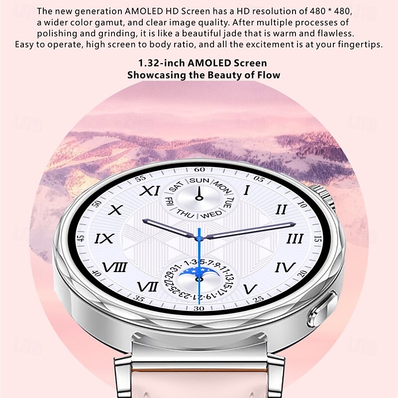 S6mini Smart Watch 1.32" AMOLED Women's Fitness Tracker with Bluetooth Calling, Sleep Monitor, NFC Unlock, Period Reminder, Sport Modes, IP67 Waterproof, Compatible with Android iOS3