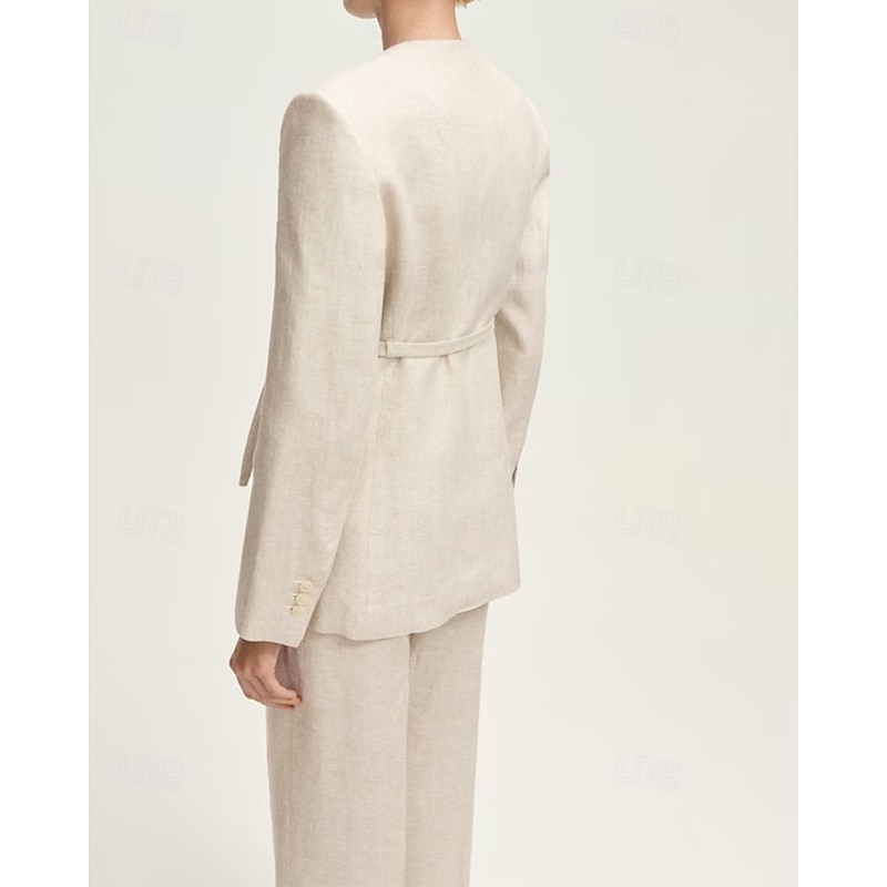 Women's 2 Pieces Suits Formal Wedding Guest Elegant Simple Long Sleeve Floor Length V Neck4