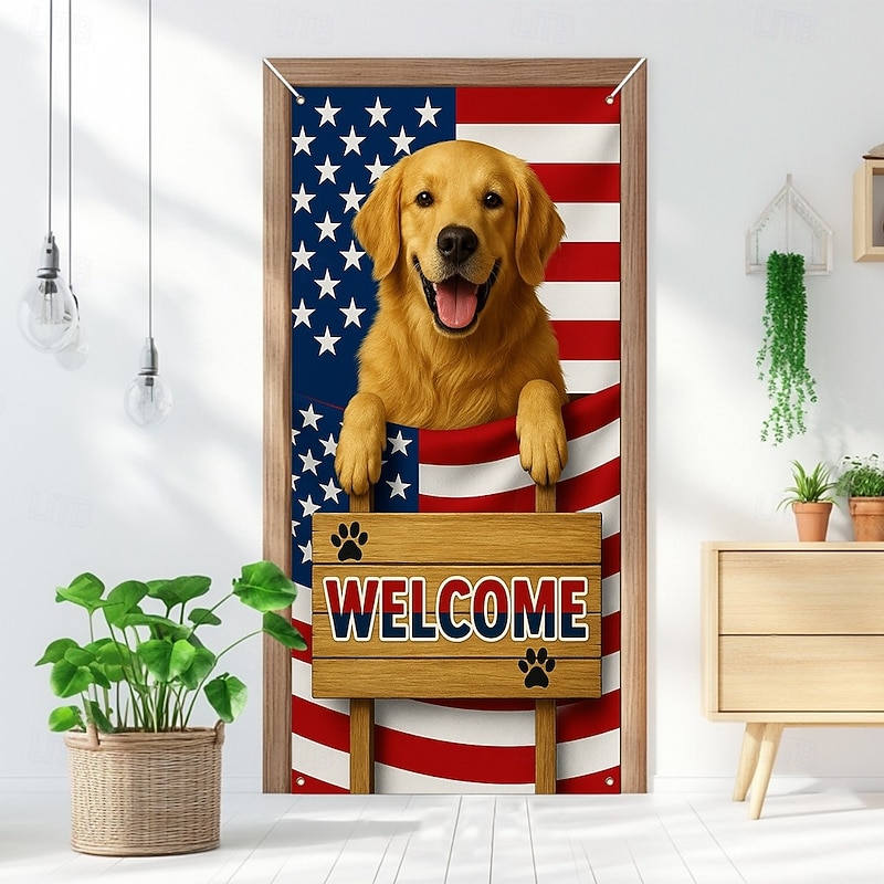 4th of July Independence Day Door Decorations Door Covers American Patriotic Egale Door Tapestry Door Curtain Decoration Backdrop Indoor/Outdoor Door Banner for Front Door Farmhouse2