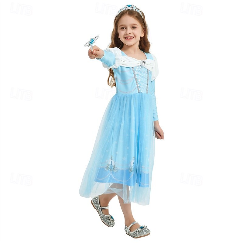 Frozen Fairytale Princess Elsa Flower Girl Dress Theme Party Costume Tulle Dresses Cosplay Movie Cosplay for Girls' Kid's Carnival Masquerade Party2