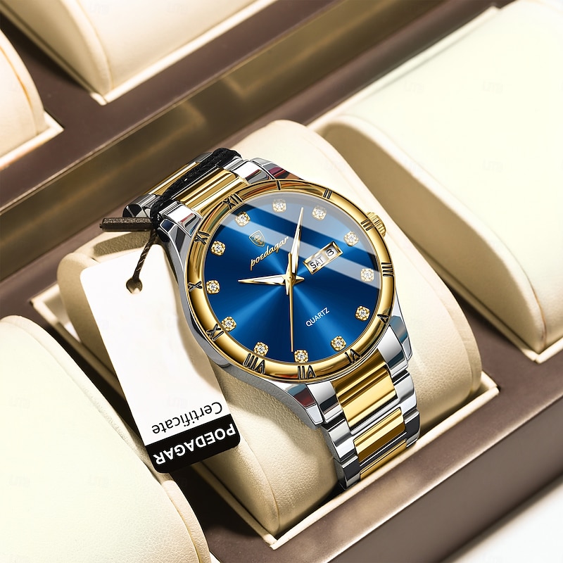 878 New Multi functional Men's Retro Watch Double Calendar Night Light Waterproof Men's Quartz Watch2