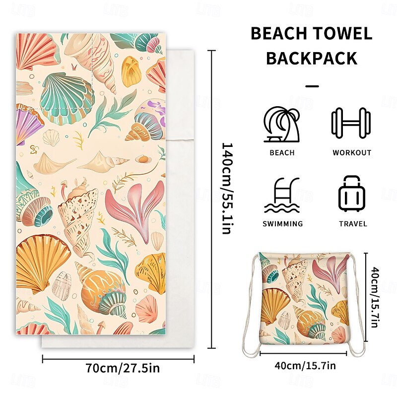 Quick Dry Pool Towels,2 in 1 Beach Towel Absorbent Camping Towels Fold in a Bag Storage Bag,Foldable,For Pool,Bathroom,Camp2