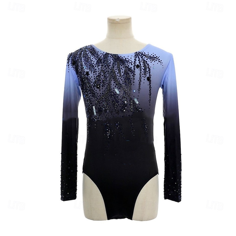 Men's Boys Figure Skating Costumes  High Elasticity Training Competition Skating Wear Classic Crystal / Rhinestone Long Sleeve Ice Skating Figure Skating