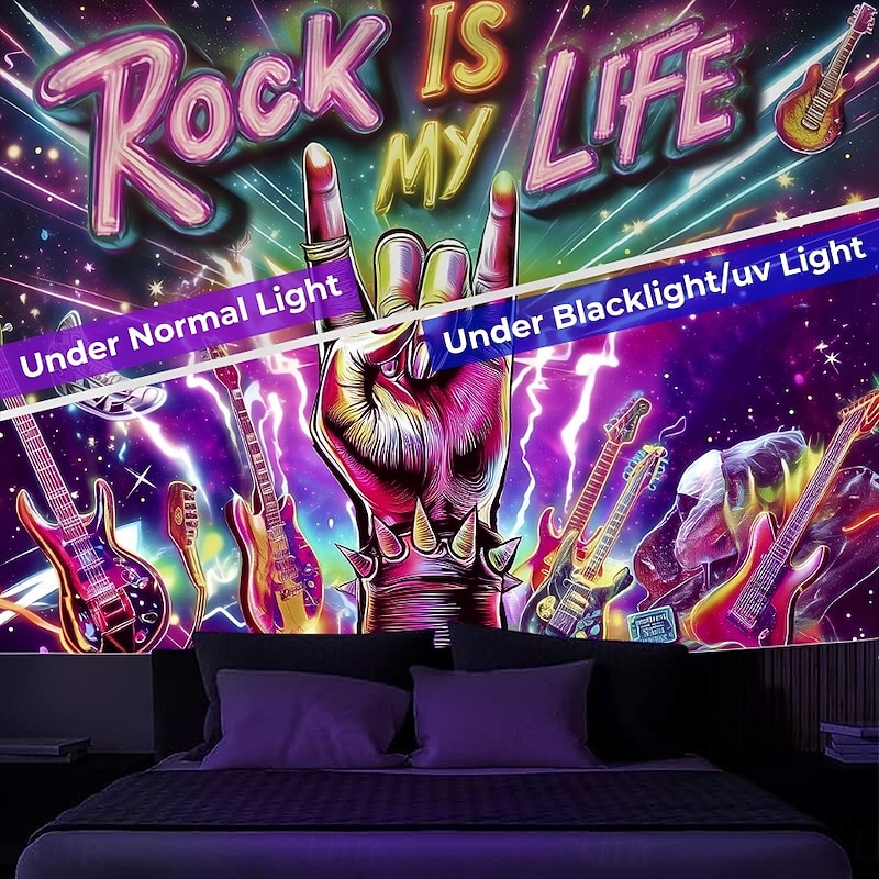 Blacklight Tapestry Glow in the Dark Glow Party UV Reactive Trippy Misty DJ Party Pool Hanging Tapestry Wall Art Mural for Living Room Bedroom2