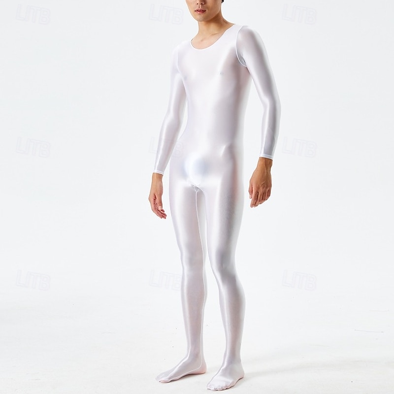 Zentai Suits Catsuit Bodysuit Glossy Finish Men's Shinny Wet Look Solid Color Costume for Nightclub Pride Parade Pride Month Halloween Carnival Adults'3