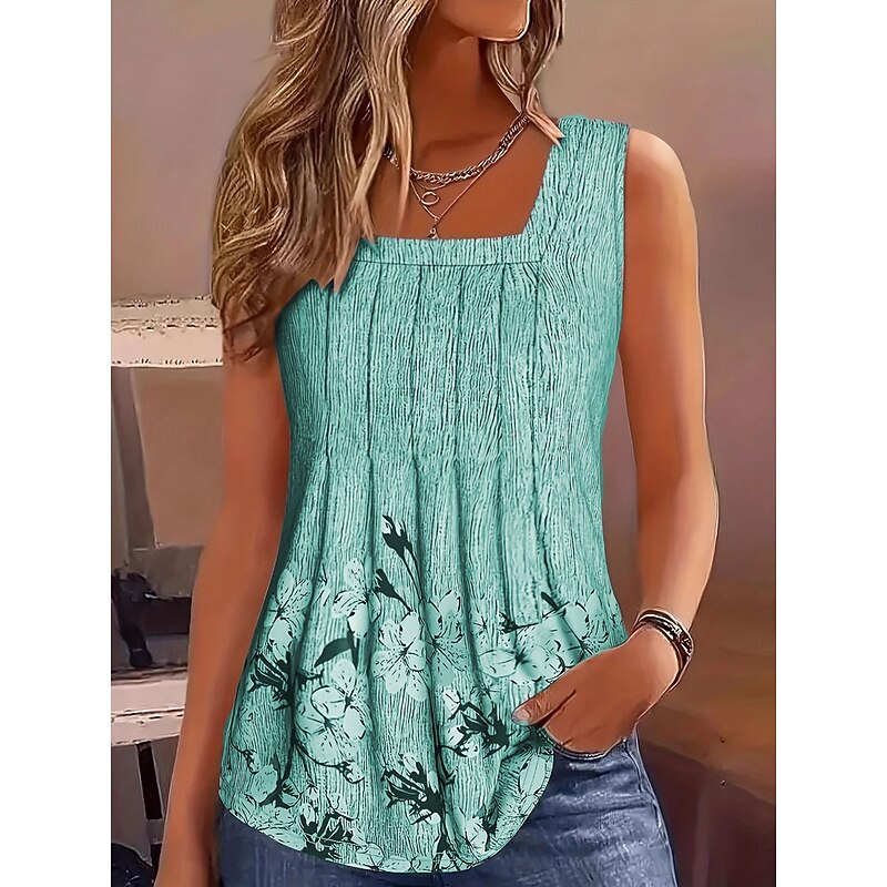Women's Camisole Tank Top Floral Graphic Vintage Stylish Casual Sleeveless U Neck Regular Tops Daily Print Pink Purple Green Gray Summer