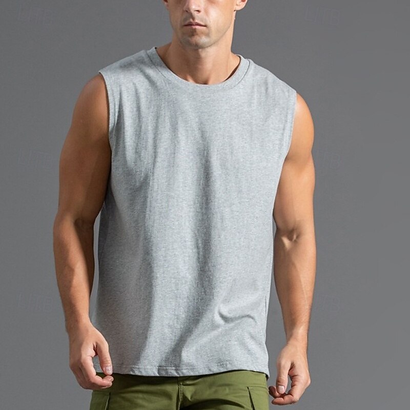 Men's Tank Top Vest Top Undershirt Sleeveless Shirt Sleeveless Crew Neck Summer Plain Fashion Designer Basic Classic Vacation Street Going out Black White Light Green Top Tee for Men