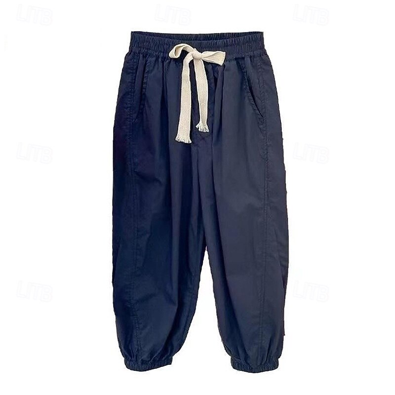Kids Girls' Trousers Solid Color Fashion Pocket School 4 years+ Summer Wine Navy Blue2