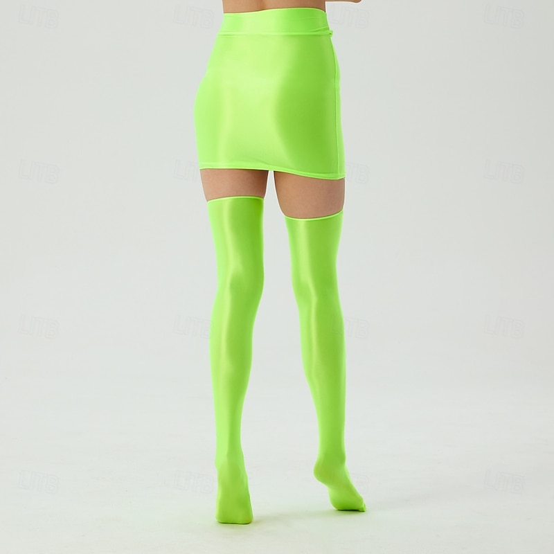 Neon Shiny Mini Pencil Skirt - High Waist Bodycon Spandex Skirt for Halloween, Carnival, Pride Parade, Rave, and Neon Party2