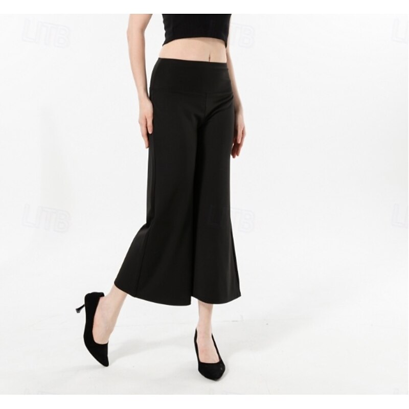 Women's EU / US Size Swing Simple Lightweight Calf-Length Natural Solid Colored Comfy Breathable Lightweight Micro-elastic Home Yoga Black 4# Summer Spring Loose Fit4