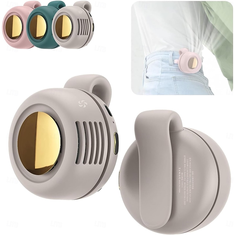 Portable Silent Mini Bladeless Electric Fan Clip On, Mini Fan With Clip,Adjustable 3-Speed Suspended Waist Fans, For Outdoor & Travel & Office, Travel Acces