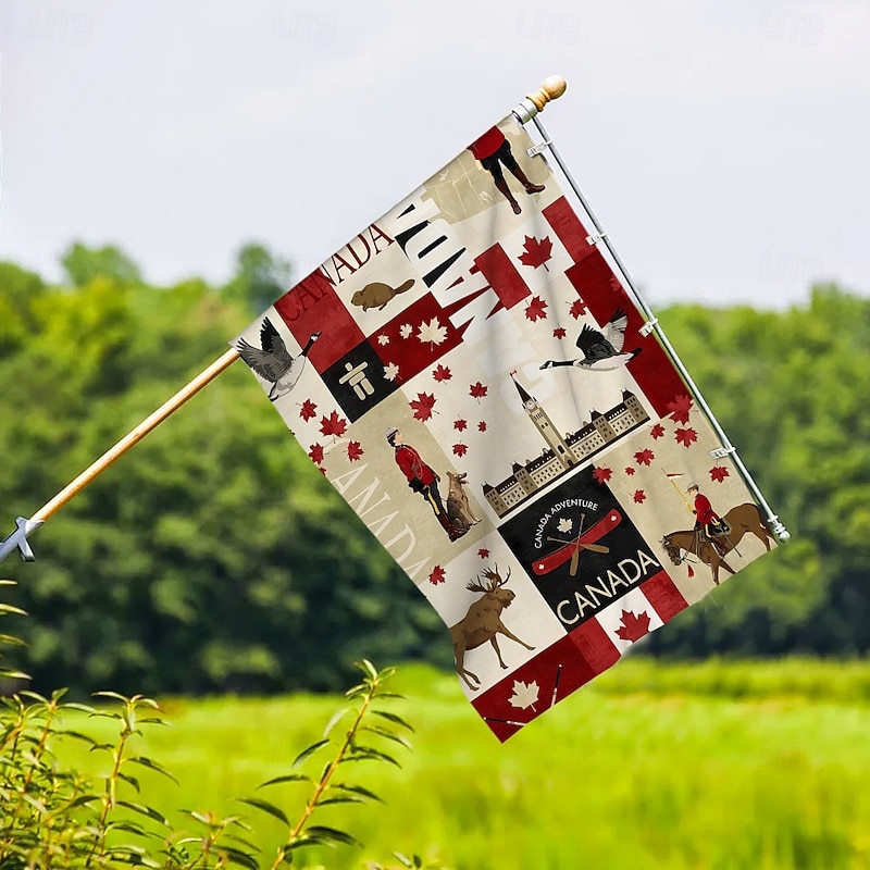 Canada Day Garden Flag 12 x 18 Inch Yard Flags, Patriotic Small Garden Flags for Outside, Outdoor Flags, Holiday Garden Flags for All Seasons3