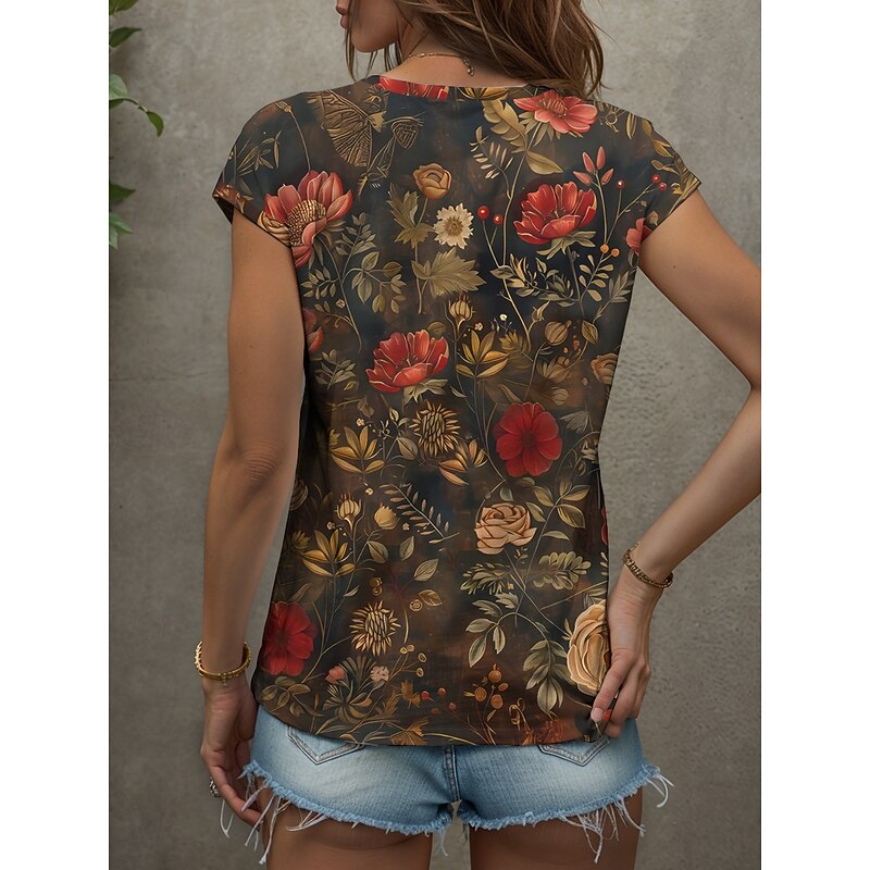 Women's Animals Camisole Tank Top Vintage Tropical Stylish Sleeveless Short Sleeve V Neck Regular Tops Daily Print Yellow Red Blue Purple Green Summer Spring2