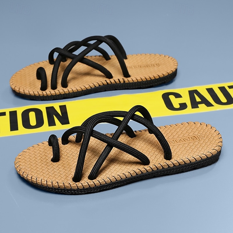 Men's Black and White Strapped Sandals, Lightweight and Stylish with Flexible Fit, Perfect for Everyday Wear, Casual Outdoor Adventures, and Vacation Use3