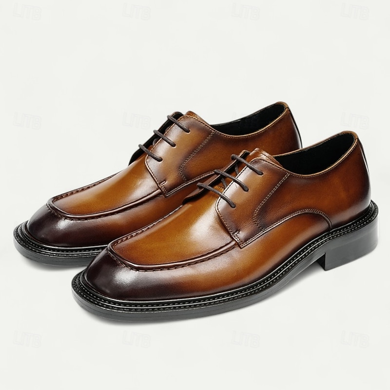 Men's Polished Brown Leather Slip-On Shoes – Sleek, Comfortable Footwear for Evening Parties, Ballroom Dances and Gala Events2