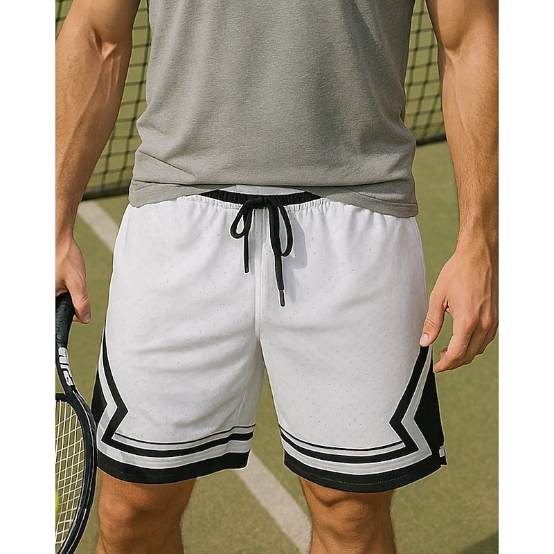 Men's Stripes Sports Shorts Tennis Shorts Drawstring Pocket Moisture Wicking Breathable Tennis Golf Pickleball Black White Pink Tennis Clothing4