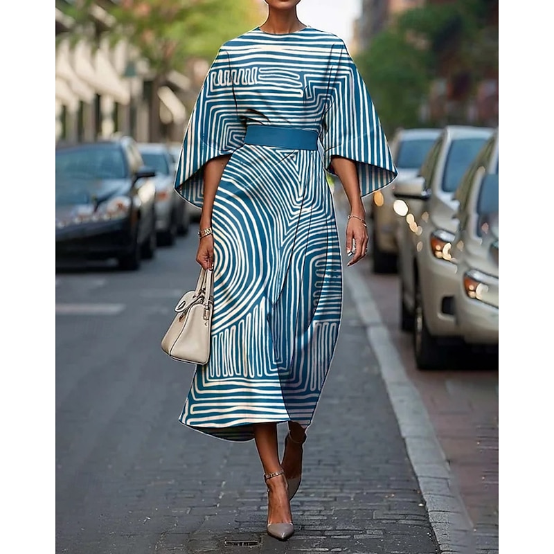 Women's Midi Dress Floral Dress Fashion Classic Modern Vacation Daily Holiday Regular Fit Flower Half Sleeve Crew Neck Black Light Green Blue Emerald Green Summer4