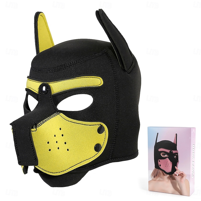 Neoprene Puppy Hood Pup Play Dog Hood Mask for Adults - BDSM Dog Mask with Removable Muzzle for Pet Play & Costume Events Pride Parade LGBTQ4