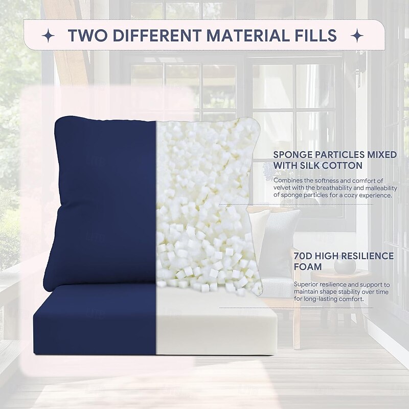 Outdoor Loveseat Cushion Set Water Repellent, Fade Resistant, Cushion Set for Couch, Bench, and Swing2