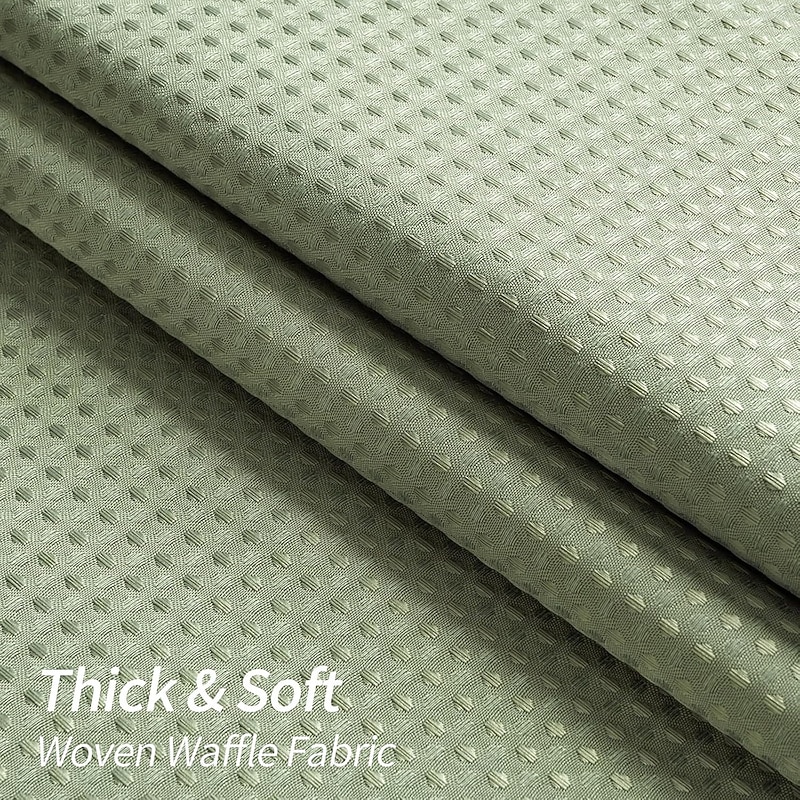Fabric Shower Curtain Waffle Textured Heavy Duty Cloth Curtains for Bathroom, Hotel Spa Luxury Weighted Polyester Bath Curtain Set with 12 Plastic Hooks4