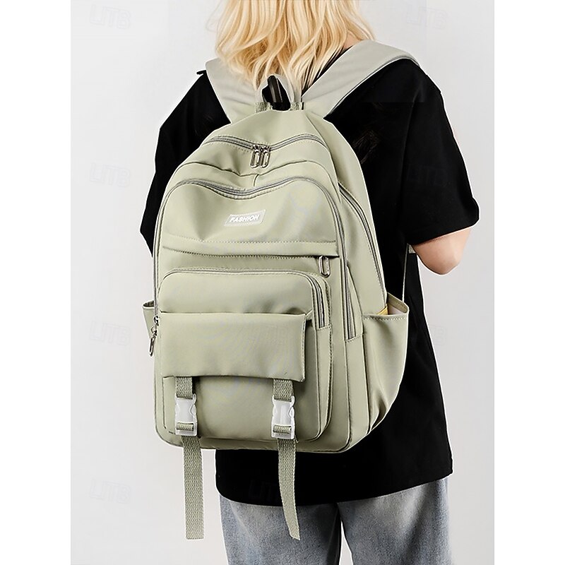 Women's Fashion Macaroon Color Waterproof Nylon Backpack, Large Capacity Multi-compartment, Durable Design, Adjustable Shoulder Straps, Suitable for School, College and Daily Use