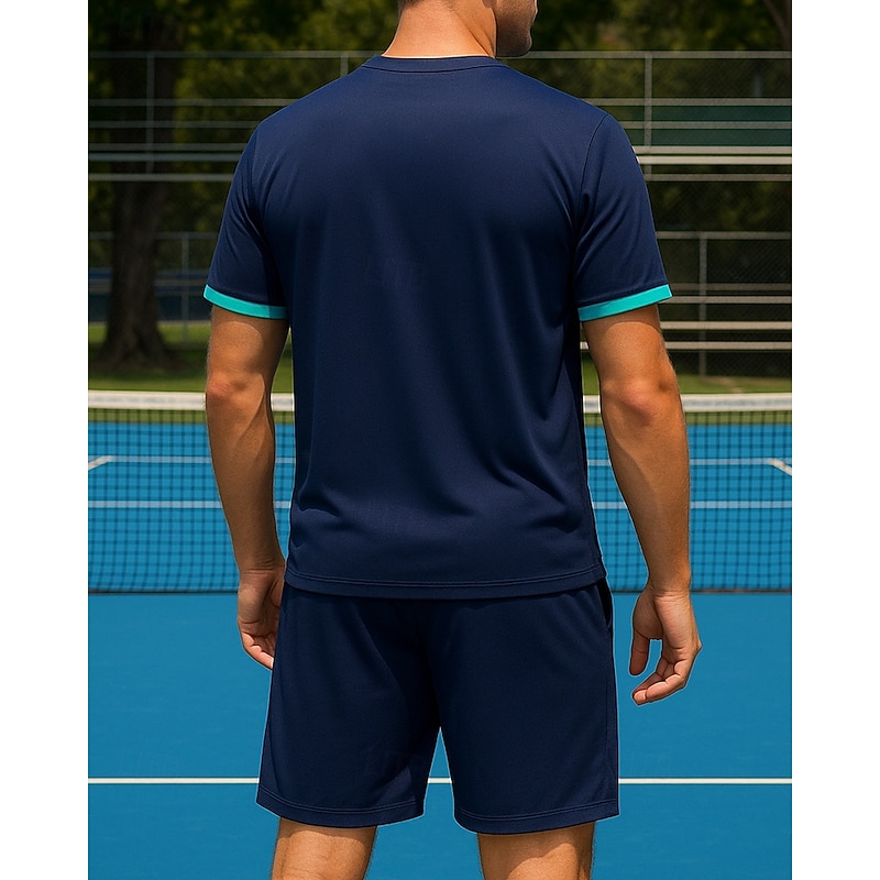 Men's Graphic Geometric Sports Set Shirts & Shorts Tennis Set Two-piece Suit Short Sleeves Sweat-Wicking Moisture Wicking Breathable Tennis Golf Pickleball Red Blue Orange Tennis Clothing2