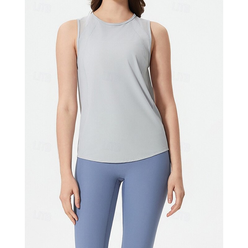 Women's Solid Colored Workout Tank Top Sports Tank Top Tennis Tank Top Tennis Tank Tops Sleeveless Mesh Shockproof Breathable Tennis Golf Pickleball Round Neck Light Yellow Sky Blue Grey Tennis2