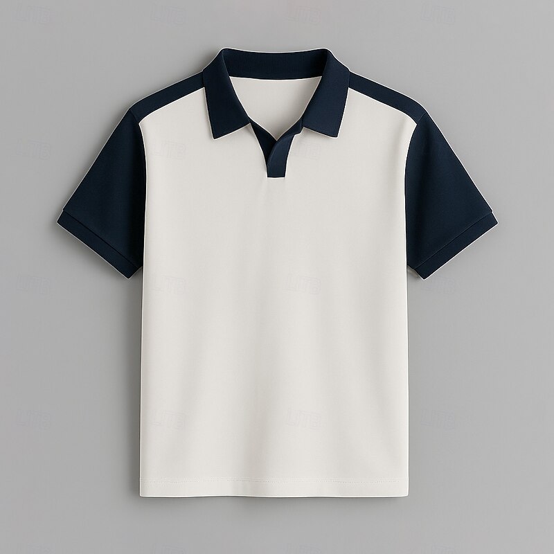 Men's 100% Cotton Polo Work Street Seagull collar Short Sleeve Vacation Vintage Solid Color Color Block Patchwork Color Block Summer Spring White Mint Green Polo3