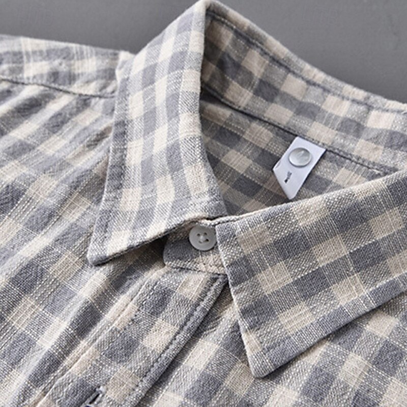 Men's Shirt Summer Shirt Casual Shirt Beach Shirt Button Up Shirt Black Gray Short Sleeve Plaid Lapel Vacation Hawaiian Pocket Clothing Apparel Fashion Casual Comfortable4