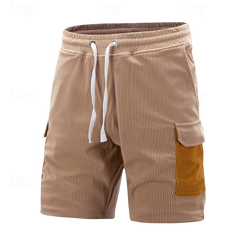 Men's Cargo Shorts Summer Shorts Casual Shorts Corduroy Shorts Knit Shorts Drawstring Multi Pocket Straight Leg Color Block Breathable Moisture Wicking Knee Length Outdoor Casual Camping & Hiking3