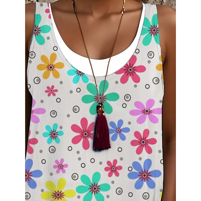 Women's Midi Dress Tank Dress Fashion Classic Outdoor Daily Weekend Regular Fit Graphic Sleeveless Crew Neck Colorful Spring Fall4