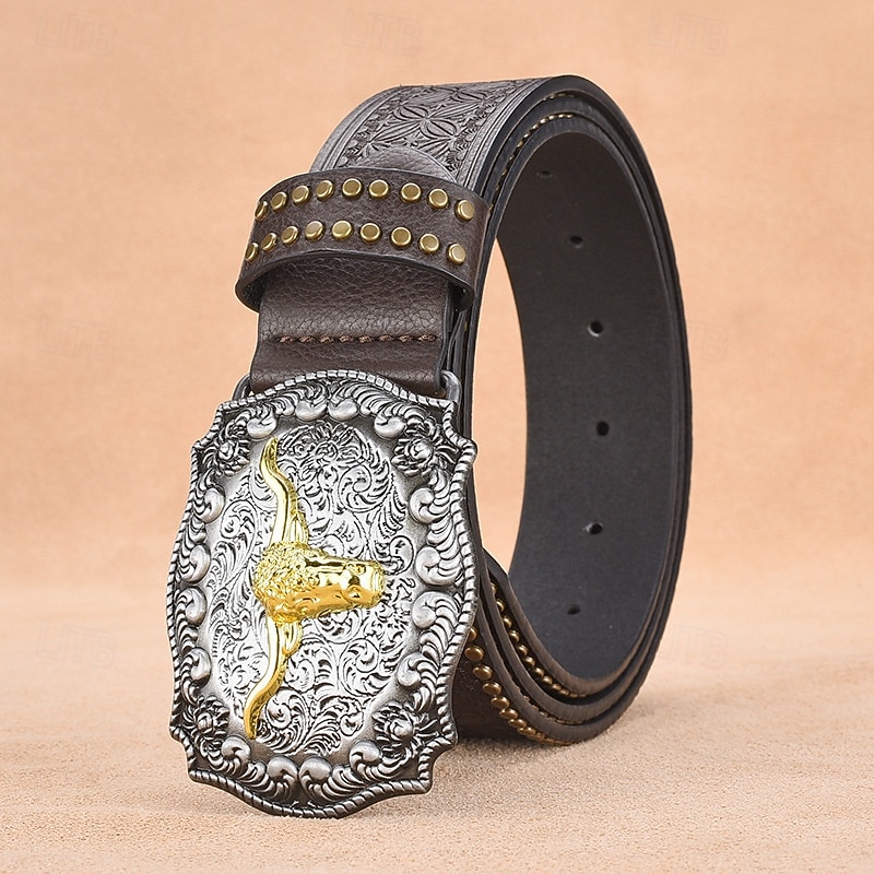 Men's Belt Waist Belt Black Brown Alloy Antique Durable Adjustable Plain Outdoor Daily2