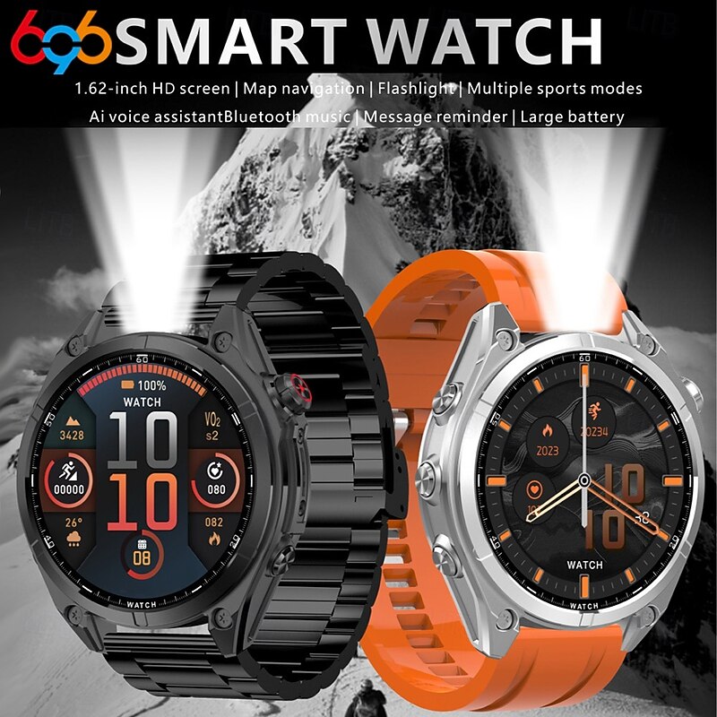 S8PRO Smart Watch with Bluetooth Calling 1.62" HD Screen Waterproof Fitness Tracker with Step Counter, Multi-Sport Modes, Voice Assistant, Message Push, NFC Compatible3