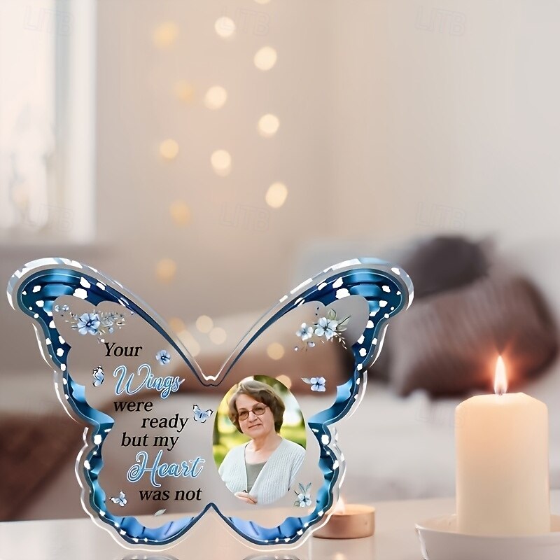 Personalized Butterfly Memorial Plaque, Custom Photo Acrylic Sympathy Gift for Loved One Loss, Tabletop Decor for Valentine's Day, Christmas, Thanksgiving, Graduation4