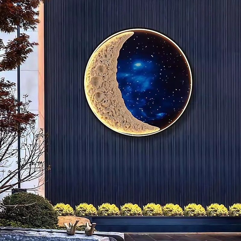 Outdoor Wall Light Fixtures Moon Design Waterproof IP65 Wall Lanterns Black Porch Sconces Wall Mounted Lighting for Patio Front Door Entryway 110-240V