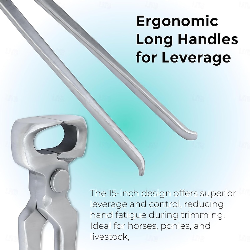 16-Inch Hoof Nipper - Premium Vanadium Steel Farrier Tool with Dull Finish for Precision Horse Hoof Trimming, Rust-Resistant, Ergonomic Grip, and Long-Lasting Durability2