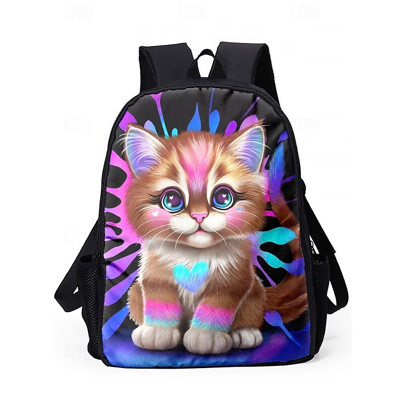 Kids 3-piece colorful cat backpack set (with insulated lunch bag and pencil case) - Cute cartoon style school bag for girls, Elementary school students and daily use Sheena Pike4