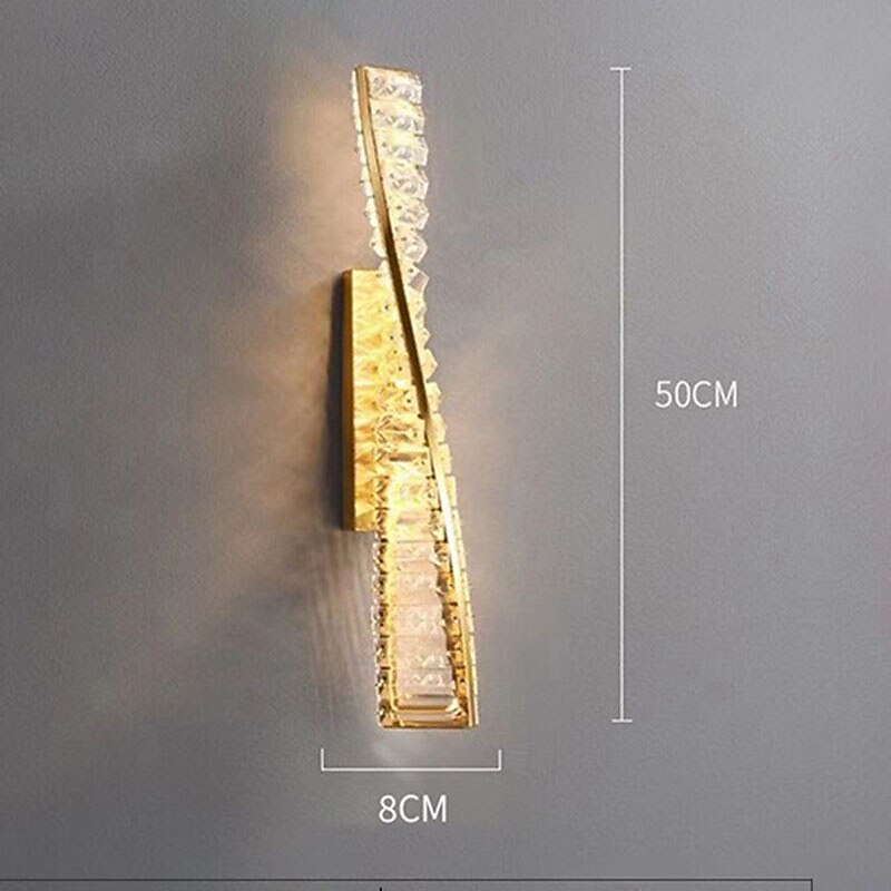 LED Indoor Wall Lights Luxury Creative Ceystal Wall Lamp Modern Nordic Style Living Room TV Backdrop Lamp Simple Minimalist Bedroom Bedside Lamp 110-240V3
