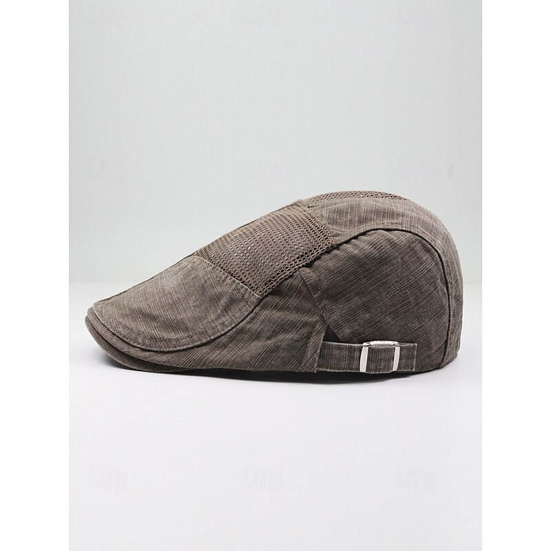 Men's Breathable Cotton Beret - Lightweight summer flat cap with adjustable strap, comfortable and stylish, perfect Father's Day gift for casual and outdoor wear3