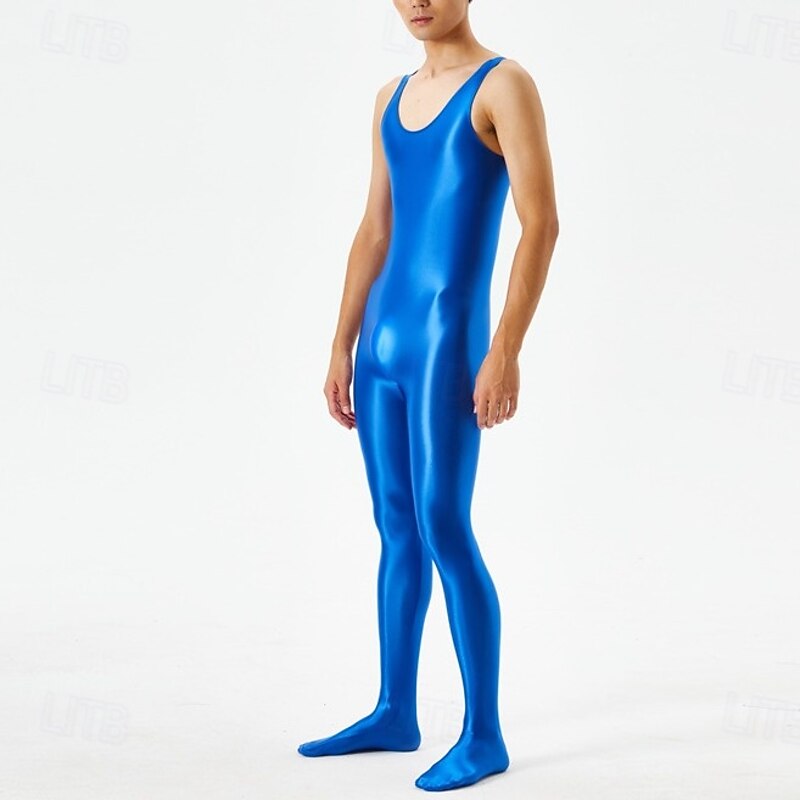 Catsuit Bodysuit Jumpsuit Glossy Finish Men's Shinny Leather Fetish Wet Look Solid Color Costume for Nightclub Pride Parade Pride Month Halloween Carnival Adults'2