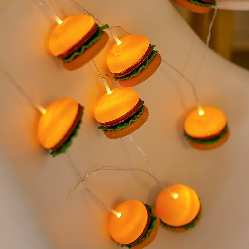 LED Fairy String Lights String Lights Hamburger French Fries Shaping Lamp 2m 10LEDs Battery Powered Home Children's Room Amusement Park Birthday Party Decoration3