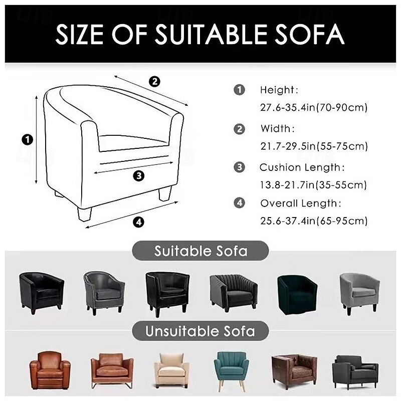 Stretch Sofa Armchair Club Chair Cover Slipcover Washable Single Sofa Seat Cover Easy-install Home Furniture All-Round Protection Cover NEW2